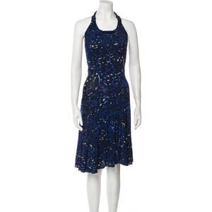 Jean Paul Gaultier Fuzzi Blue Halter Dress Speckled Abstract Dress Medium Y2K
